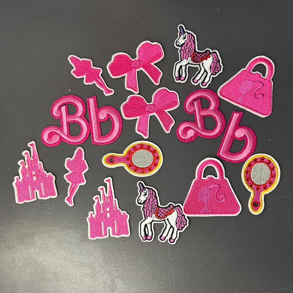 Pink Embroidered Patch Set